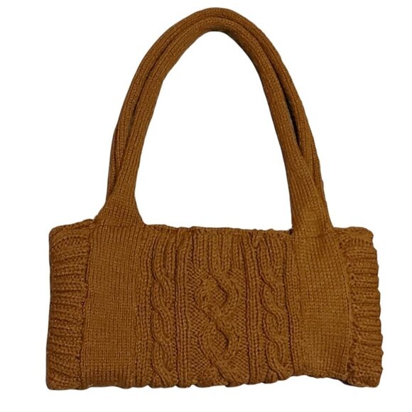 𝅺HANDMADE Vintage Earthy Mustard Knit Handbag - Picture 4 of 9